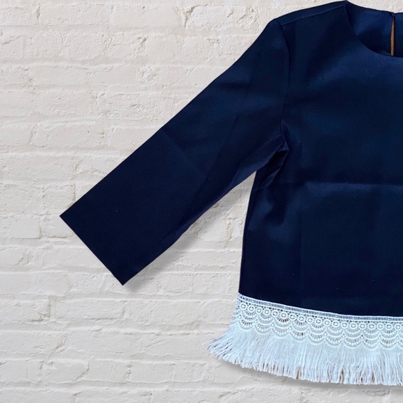 English Factory Navy Fringe Blouse xs NWOT - Picture 4 of 5